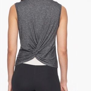 Athleta Twist Back Muscle Tank Top Crop Dark Heathered Gray #228922 Size Small